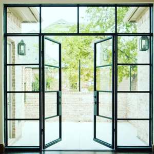 Porte en verre vitré à double joint en acier, développée en interne par Shanghai Pan-steel, avec panneau latéral pour bâtiments et villas - Product Image 1