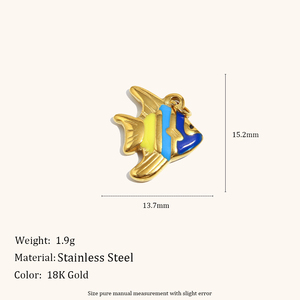 Dingran in acciaio inox 18K placcato oro serie oceano con conchiglia di pesce fascino geometrico e ciondolo per gioielli - Product Image 5
