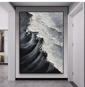 Pintura Moderna Minimalista para Proyectos Hoteleros <span class=keywords><strong>sobre</strong></span> Lienzo, Textura 3D <span class=keywords><strong>Negra</strong></span>, Cuadros para Paredes de Habitaciones, Lienzo Estirado para <span class=keywords><strong>Pintar</strong></span> - Product Image 4
