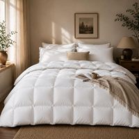Couette matelassée de luxe en duvet de plumes de canard et d'oie blanches 100 % coton de haute qualité, légère, taille King Queen