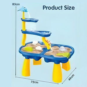 Nuevos juguetes de verano al aire libre 2 en 1 mesa de agua para niños niñas agua y arena actividad sensorial juego 2 niveles duchas de lluvia mesa de agua - Product Image 4