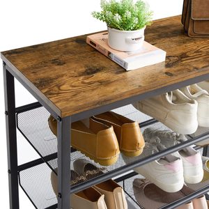 <span class=keywords><strong>Zapatero</strong></span> <span class=keywords><strong>Industrial</strong></span> de 5 niveles, organizador de calzado con 4 estantes de malla, plano o inclinable, ajustable, para 16 pares de entrada - Product Image 5