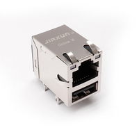 Conector Combinado Dual USB 3.0 RJ45, 1 Puerto RJ45 Integrado, Conector de Red CAT6 USB Combinado, Conectores Ethernet Apilables C892-1XX1-62-F