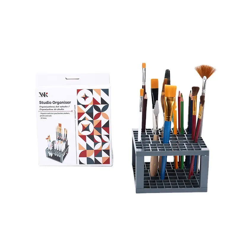 Art Supply 82 Hole Plastic Pencil   Brush Holder - Desk Stand Organizer Holding Rack artist's organization rack