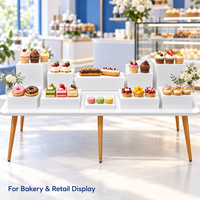Présentoir Cube Carré en Acrylique Blanc Foshan Languo pour Buffet, Socle Alimentaire en Lucite, Boîte de Présentation Empilable