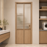 Porte pliante moderne pour intérieur, cadre en aluminium, pour salle de bain, entrée avec verre nervuré, sur mesure pour projets hôteliers