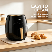 Friteuse à air sans huile de grande capacité avec écran tactile numérique, menus prédéfinis multiples, pour la cuisine à domicile