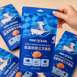 Sachets d'emballage personnalisés pour friandises pour chiens 50g 100g 250g, sachets à fermeture éclair autoportants aluminisés avec fenêtre, impression par gravure, pour aliments lyophilisés pour animaux de compagnie et nouilles - Product Image 3