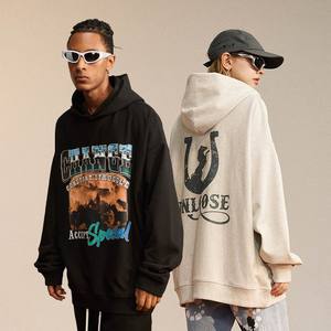 Custom High Quality Chest Printed <b>Hoodie</b> with Front and Back Double Prints High Weight Loose Fit Hooded Sweatshirt <b>Men</b> Hoodies - Product Image 5