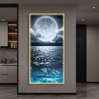 Décoration d'intérieur, grande taille, prêt à accrocher, tableaux en porcelaine cheval blanc, art mural LED en verre cristal, peinture de cheval