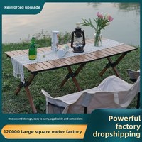 Dacheng Table à manger d'extérieur portable en alliage d'aluminium au design moderne Enroulable Camping Panneau de style en bois pliant Mobilier d'extérieur