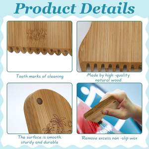 Conjunto de 3 Coconut Tree Pattern Bamboo Surfboard Waxing Tool Set <span class=keywords><strong>Sex</strong></span> Wax Remover Raspador Surf Wax Combs - Product Image 4
