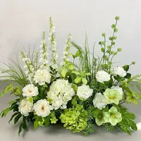 Kunstzijde witte roos pioenroos groene blad bloemrijke rij tafel vloer bruiloft ceremonie boog gang decoratie