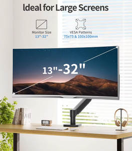 Support de bureau ergonomique pliable et inclinable pour écran unique de 13 à 32 pouces avec bras à ressort à gaz en aluminium - Product Image 2