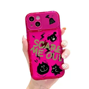 Suitable for Apple 15Promax Ghost iPhone 14 Flip Mirror Phone Case 13Pro English Halloween custom logo
