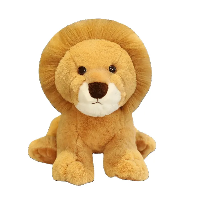 Venda por atacado adorável animal de pelúcia, macio simulado sentado, brinquedo de leão, bolster de boneca de leão emulativo