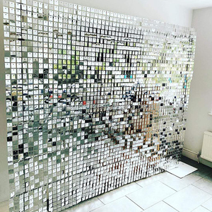 Panel Decorativo de <span class=keywords><strong>Pared</strong></span> Brillante con Lentejuelas Cuadradas Plateadas de Acrílico <span class=keywords><strong>Transparente</strong></span> - Product Image 1