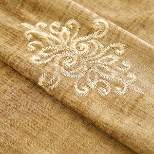 豪華なヨーロッパ風シェニールゴールド刺繍入り既製ウィンドウカーテン、リビングルーム用刺繍遮光カーテン - Product Image 4