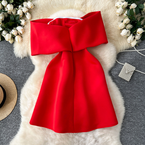 <span class=keywords><strong>Robe</strong></span> Midi Élégante sans Bretelles Coupe Slim A-Line Grande Taille <span class=keywords><strong>Hiver</strong></span> 2026 pour Femme, sans Manches, en Dentelle, <span class=keywords><strong>Rouge</strong></span> - Product Image 4