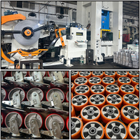 Roues pivotantes VIMA 8 pouces de largeur 75 mm en acier et PU, extra robustes, double roulement, capacité 5000 kg, avec frein, pour conteneurs de transport
