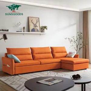 Ranjang Sofa tiga tempat tidur minimalis, hemat ruang, kain kasur Sofa tiga kursi, furnitur ruang tamu Modern