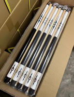 Vente en gros de queues de billard américaines de haute qualité de 13 mm, fabriquées à la main, avec fût en fibre de carbone et manche en bois d'érable, joint en acier.
