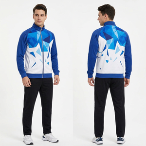 Veste polaire à capuche unisexe bleu et blanc avec fermeture éclair, imperméable, doublure en coton, style streetwear, sportive, respirante, en polyester, pour l'hiver - Product Image 4