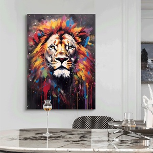 Jz phòng khách trang trí nội thất giclee sư tử tường Áp phích in đường phố lớn tường nghệ thuật hiện đại vải in POP nghệ thuật vẽ tranh - Product Image 1