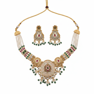 Conjunto de collar de perlas y piedras de Pota chapado en oro Joyería fina 10574085 - Product Image 2