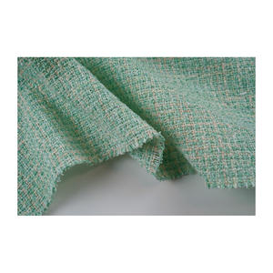Tissu fantaisie en tweed de qualité supérieure fabriqué en Corée, vert menthe et orange fluo, fil texturé, texture métallique fantaisie, textile tissé sur mesure OEM & ODM - Product Image 5