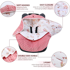 Housses de siège de voiture 100% coton Couverture à langer d'hiver pour bébé Garçons Filles Nouveau-né Enveloppe douce et épaisse Couverture de siège de bébé en vison pour l'hiver - Product Image 2