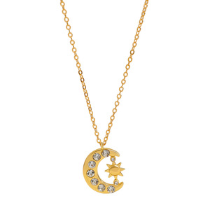 Collier Pendentif Lune et Soleil Tendance, Bijou Européen et Américain Haut de Gamme, Pendentif Clavicule Soleil et Lune - Product Image 5
