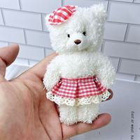 En gros, Adorables poupées en peluche ours en robe florale, Breloques de sac en peluche motif dessin animé, Porte-clés en peluche exquis petits animaux, Cadeau pour enfants