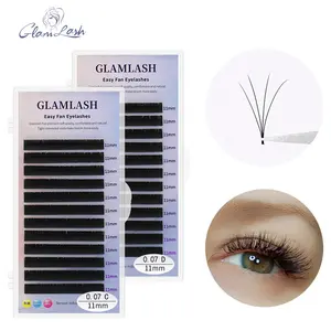 GLAMLASH سهلة مروحة رموش تكثيف السيارات بلوم الفردية رمش تمديد رموش صناعية سميكة الطبيعية كاميليا لاش تمديد