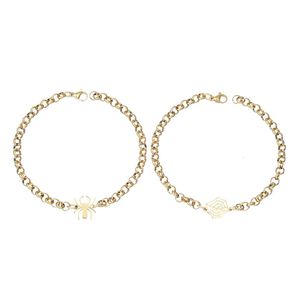 Pulsera de Pareja de Acero Inoxidable con Diseño de Telaraña y Cadena Dorada, Pulsera de Pareja de Acero de Titanio que No se Deslustra para Hombre y Mujer - Product Image 6