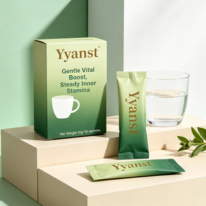 Café instantané aux herbes naturelles mélangées 10g*10 sachets, boîte en papier avec impression minimaliste dégradé vert clair, emballage personnalisé OEM - Product Image 1