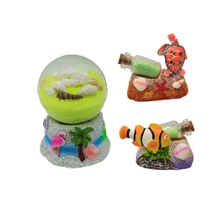 Лидер продаж, сувенир на заказ, пляжный подарок для путешествий, полимерная черепаха, рыба, ящерица, ракушка и песок, стеклянные бутылки, сувенир с песочным шаром