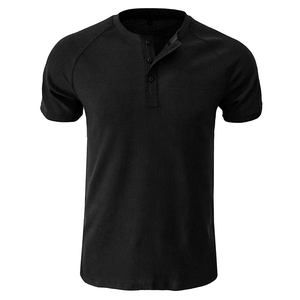 Wholesale Popular Black <b>Muscle</b> Fitness Summer New Male Sports Leisure Light Button Short Sleeve <b>T</b>-<b>shirt</b> - Product Image 5