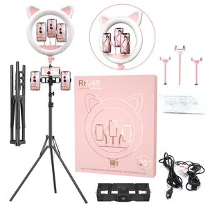 RK45 Cat Ear Shape 20 Inch Vòng Ánh Sáng Nhiếp Ảnh Tự Sướng Led Trang Điểm Led Vòng Ánh Sáng Với Tripod Đứng Cho YouTube Video