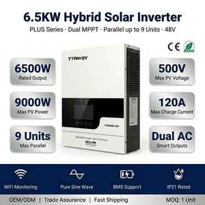 Inversor Solar Híbrido Inteligente de Alta Frecuencia de 6.5Kw 12KW 48V, Inversor Solar Fuera de la Red con Salida Dual, Compatible con MPPT y Wifi - Product Image 1