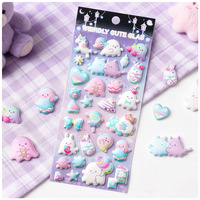 Autocollants 3D gonflés en promotion, autocollants de dessins animés licorne, petit fantôme, ours, décorations mignonnes pour coques de téléphone et ordinateurs portables, décorations DIY pour scrapbooking et journal