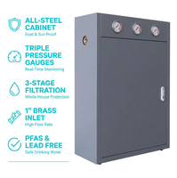 Filtre à eau pour toute la maison à 3 étapes Big Blue Jumbo avec armoire en acier, 3 manomètres, filtre à sédiments à haut débit pour réservoir de toit