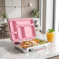 Boîtes à lunch bento pour enfants en acier inoxydable, compartimentées, zéro déchet, compatibles lave-vaisselle, faciles à nettoyer, de qualité alimentaire