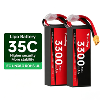 Vente en gros de batteries lithium-ion Lipo 11,1 V 3300 mAh 4S, batteries rechargeables 14,8 V 4S pour drones