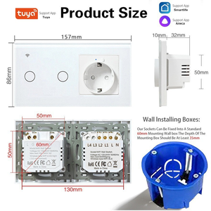 Interrupteur mural intelligent WiFi LangYeao Tuya 1/2/3 voies et <span class=keywords><strong>prise</strong></span> intelligente EU avec <span class=keywords><strong>USB</strong></span> Type-C avec surveillance de la <span class=keywords><strong>consommation</strong></span> d'énergie Alexa Google Home - Product Image 6
