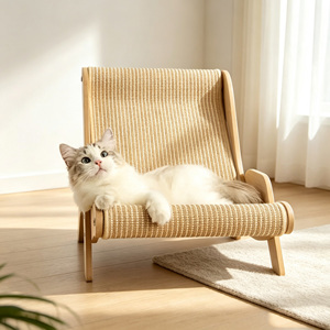 Hamaca Rascadora Grande de Sisal Reemplazable OEM/ODM, Mueble de Madera para Mascotas, Cama de Ratán, Sofá Silla para Gatos - Product Image 4