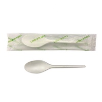 Vente en gros d'articles de table jetables biodégradables en CPLA personnalisés, fourchette, couteau, cuillère et cuillère-fourchette, ensemble de couverts compostables