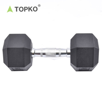 Haltères hexagonaux en caoutchouc noir TOPKO Gym Power Training pour usage en salle de sport, 10 kg, 40 kg, 50 kg, ensemble d'haltères hexagonaux