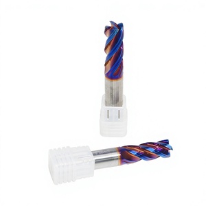 HRC68 °   Fraise à queue en carbure à 4 cannelures avec rayon d'angle 12R0.5*30*D10*75L, revêtement Nano Blue, pour acier trempé - Product Image 1