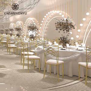 Chaise de réception de mariage en fer doré empilable de luxe pour banquets et événements, modè<span class=keywords><strong>le</strong></span> Chameleon - Product Image 3